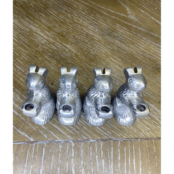 Set of 4 Metal Novelty‎ Mouse Rat Incense Candle Holder Heavy Polished India - Picture 5 of 12